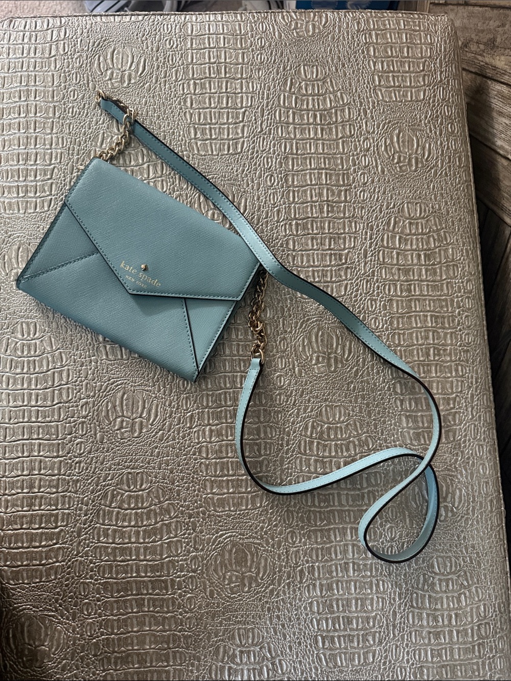 kate spade Light Blue Envelope Crossbody Wallet